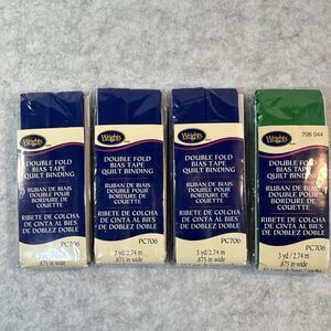 Wrights Double Fold Bias Tape Quilt Binding Lot 3 yd x .875 in Blue/Green PC706
